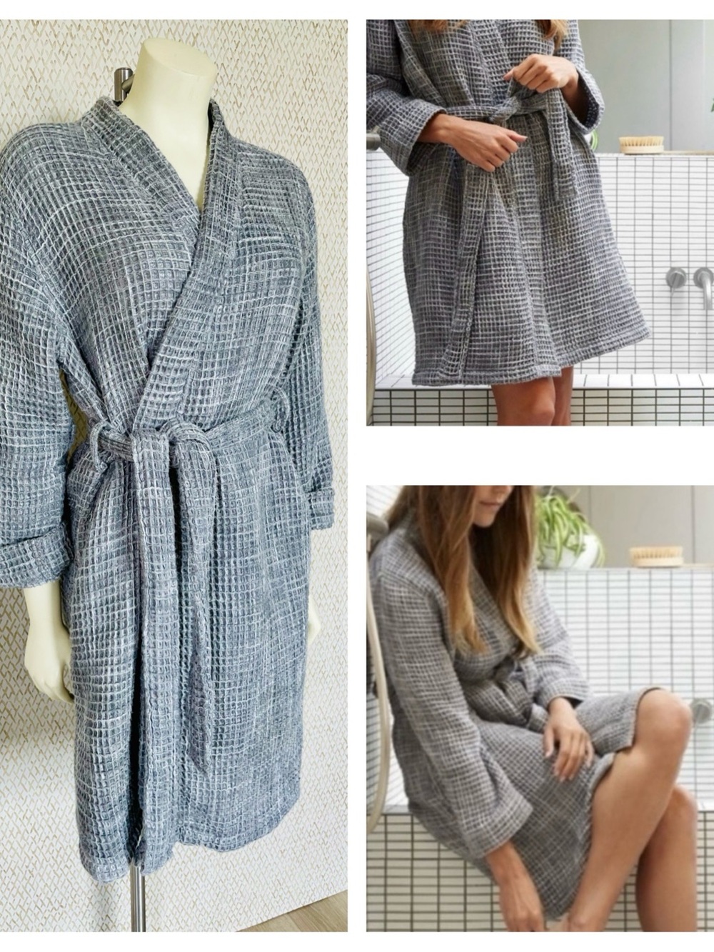 Parachute Waffle Knit Small Turkish Cotton Bath Robe - Cozy Wrap with Belt